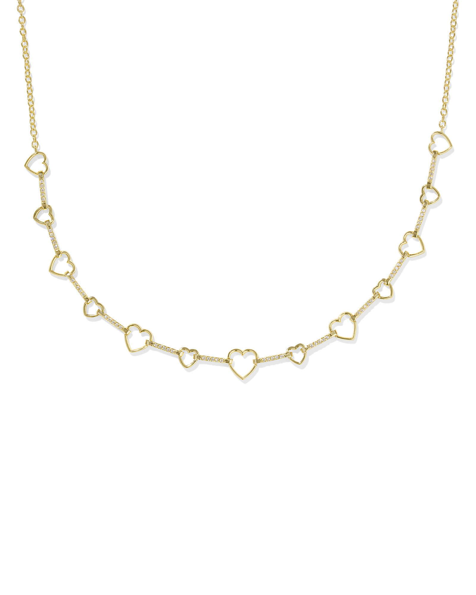 Haisley Heart Gold Strand Necklace in White Crystal | Kendra Scott | Kendra Scott