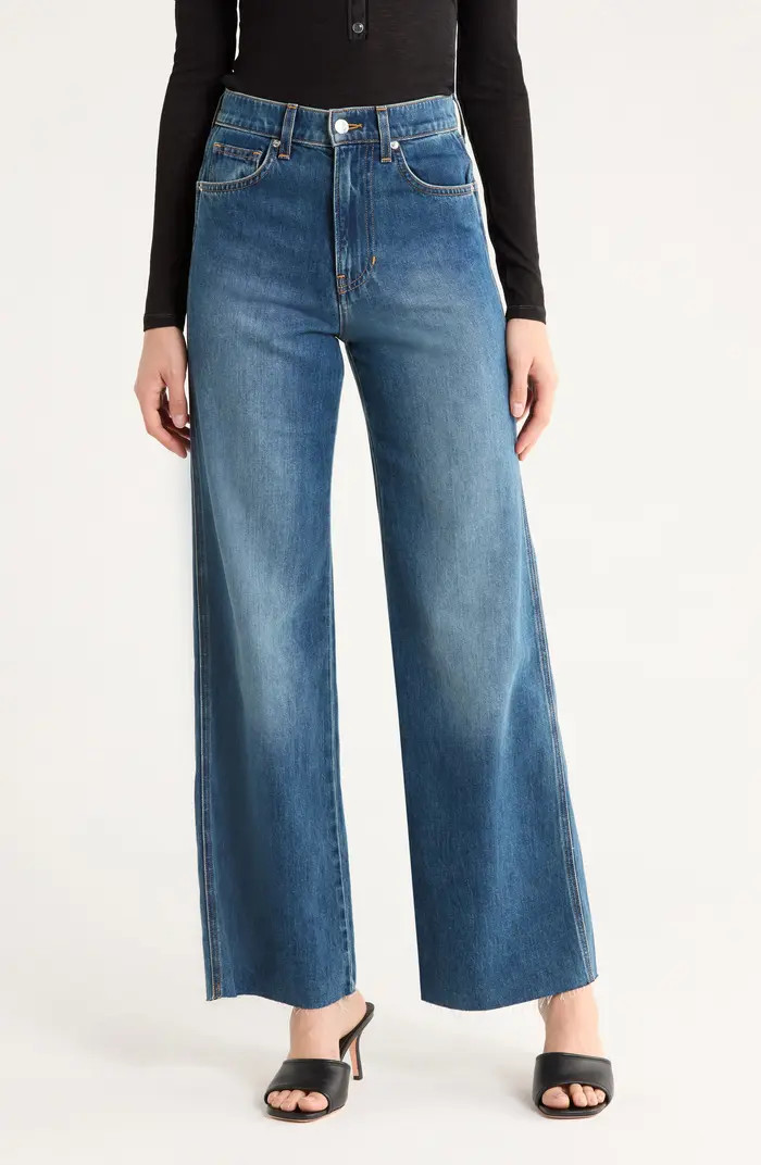 Veronica Beard Taylor Raw Hem High Waist Wide Leg Jeans | Nordstrom | Nordstrom
