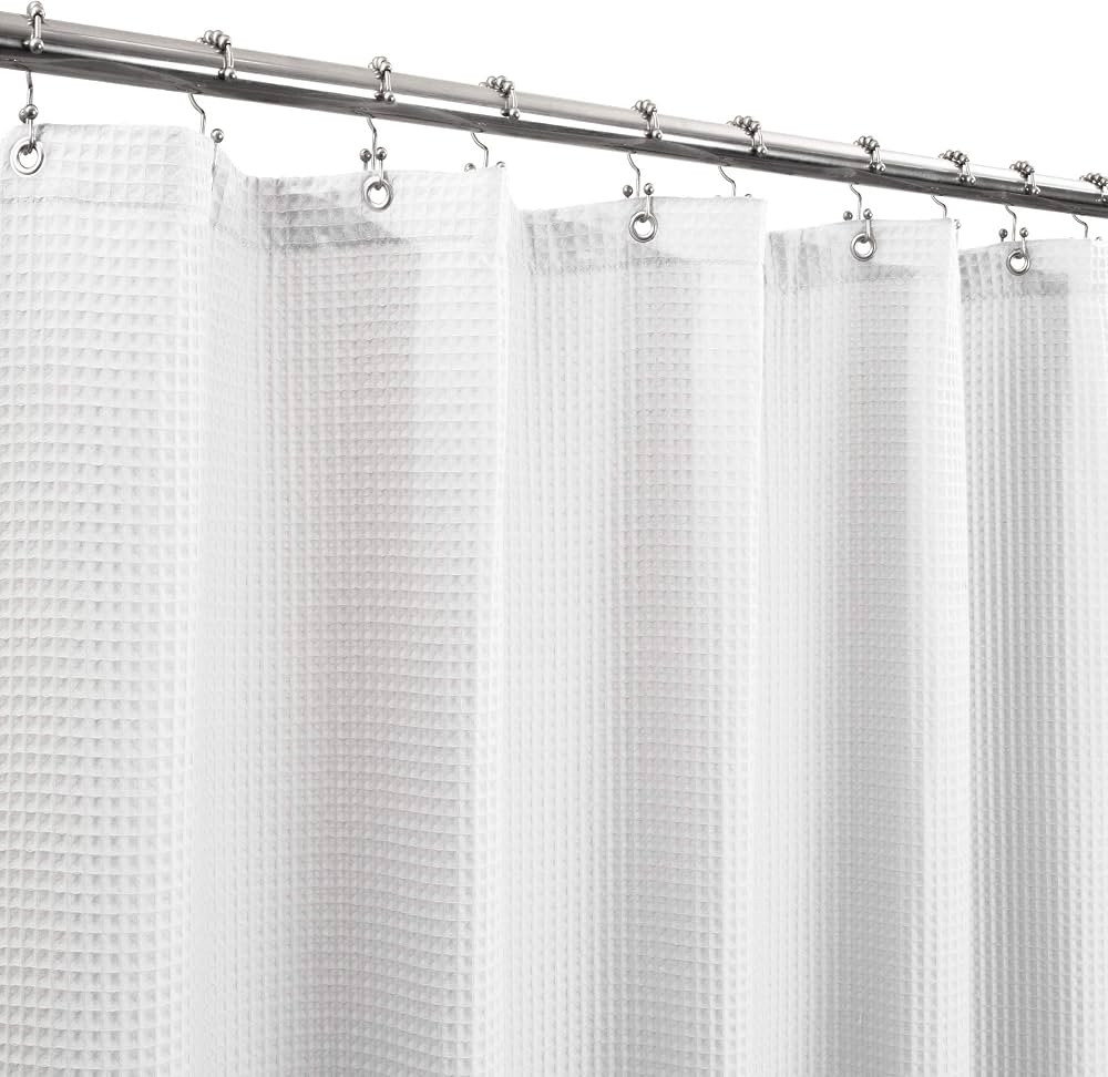 Barossa Design Fabric Shower Curtain Cotton Blend 78 inch Long, Honeycomb Waffle Weave, Hotel Lux... | Amazon (US)