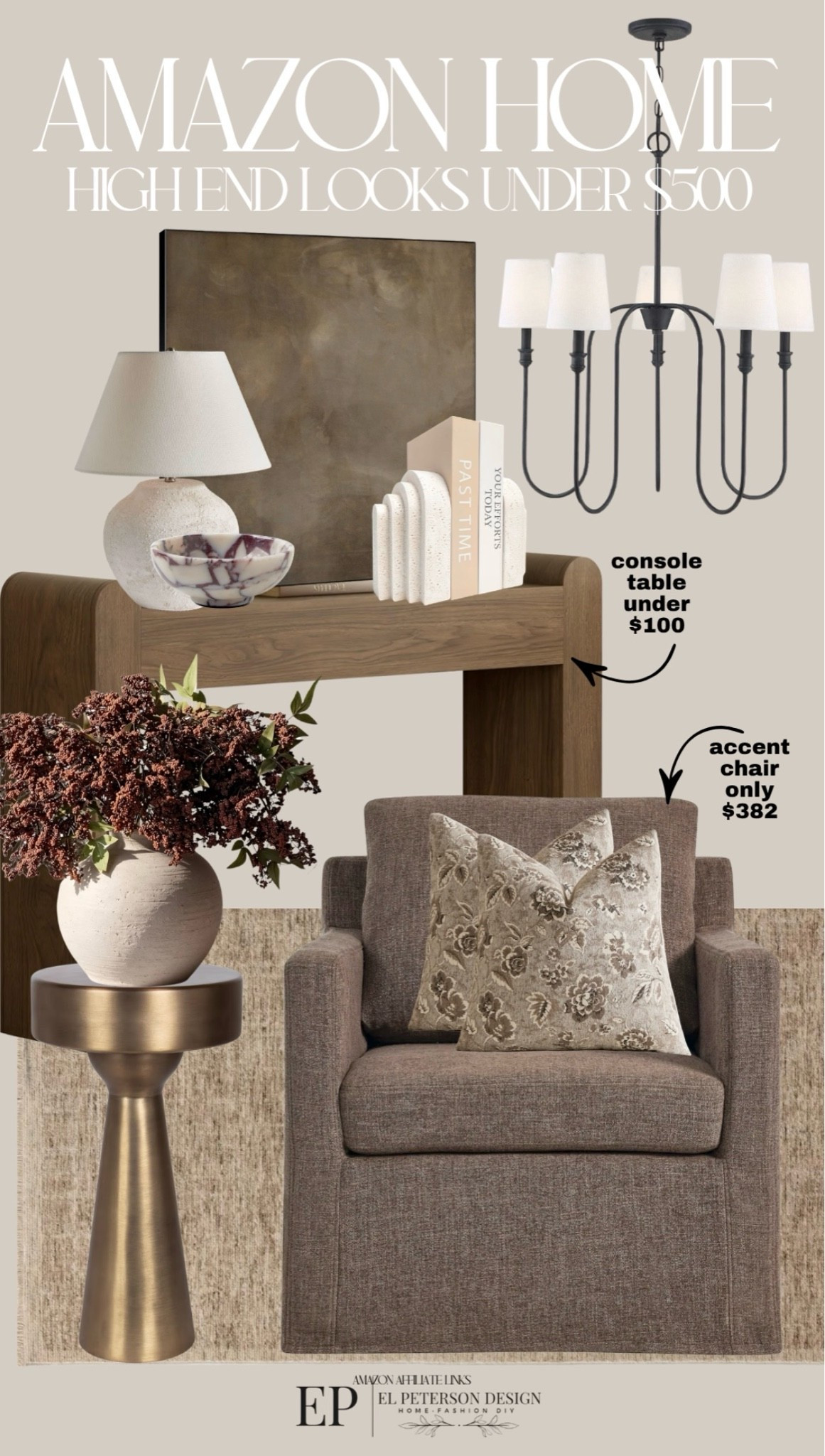 Amazon
Chandelier 
Table lamp
Bookends
Pillow
Accent chair
Accent table
Stems
Pillows

#LTKHome