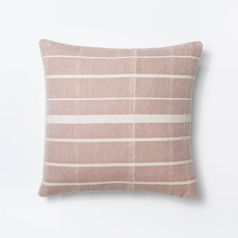 Woven Striped Square Throw Pillow Mauve/Cream - Threshold™ designed with Studio McGee | Target