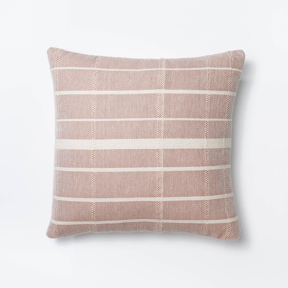 Woven Striped Square Throw Pillow Mauve/Cream - Threshold™ designed with Studio McGee | Target