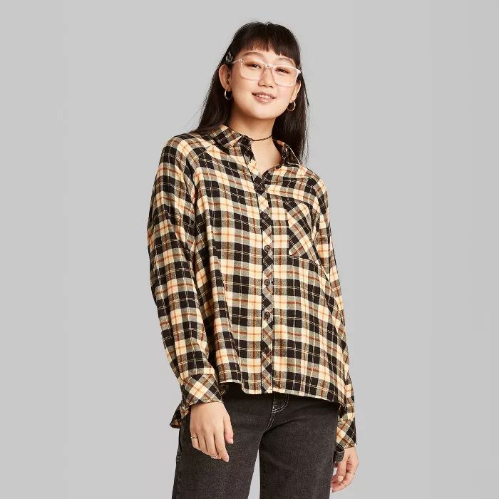 Women's Plaid Long Sleeve Oversized Button-Down Shirt - Wild Fable™ | Target