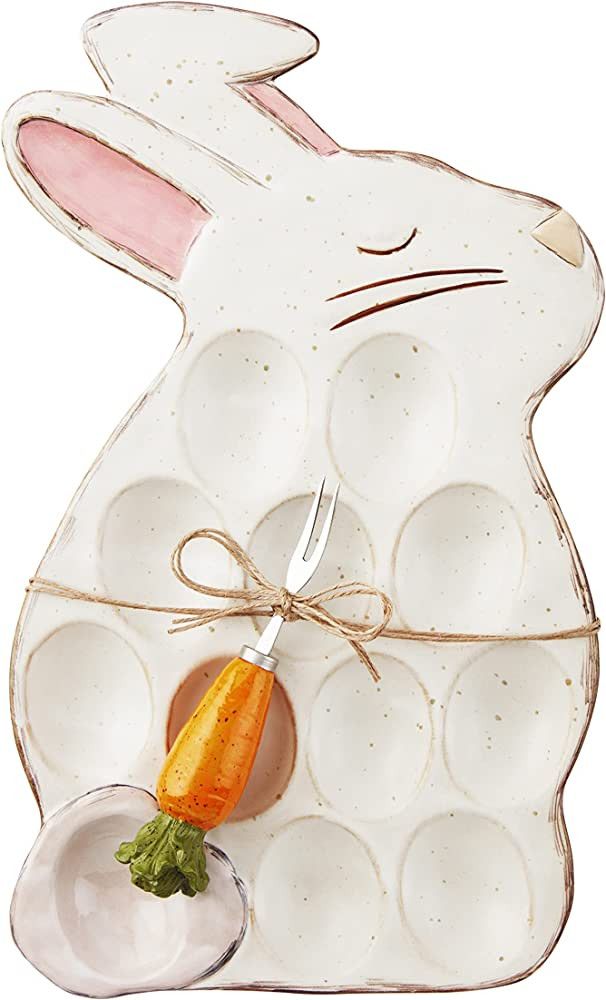 Mud Pie Bunny Deviled Egg Holder, Cream, 13.75" x 8.5" | Amazon (US)