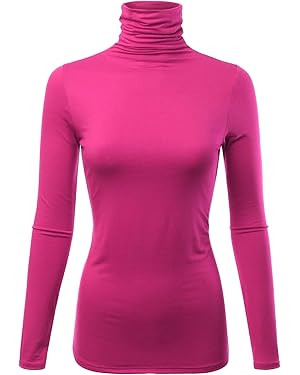 Womens Premium Long Sleeve Turtleneck Lightweight Pullover Top Sweater (S-3X, Made in USA) | Amazon (US)