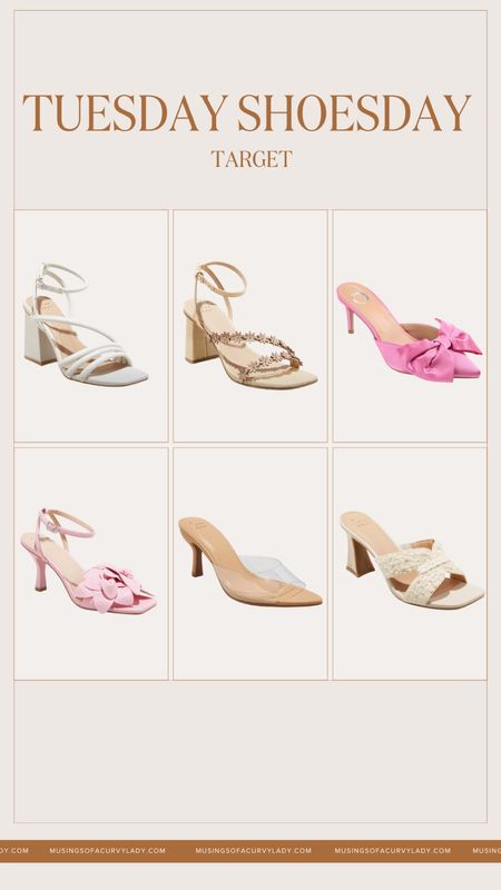 It’s Target Tuesday Shoesday! Shop my absolute fave heels right now✨ 👠 

plus size fashion, heels, pumps, pink, outfit inspo, shoe crush, bow, coquette, floral, flowers, clear, nude, tan, neutral shoes, white, strappy

#LTKshoecrush #LTKstyletip #LTKplussize