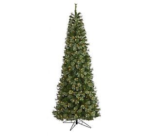 9' Lit Cashmere Slim Christmas Tree by Nearly N atural | QVC