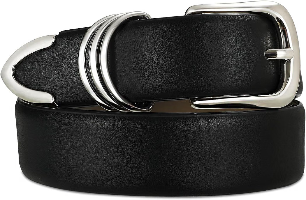 Women's Leather Belts with Gold Buckle Fashion Ladies Waist Belt | Amazon (US)