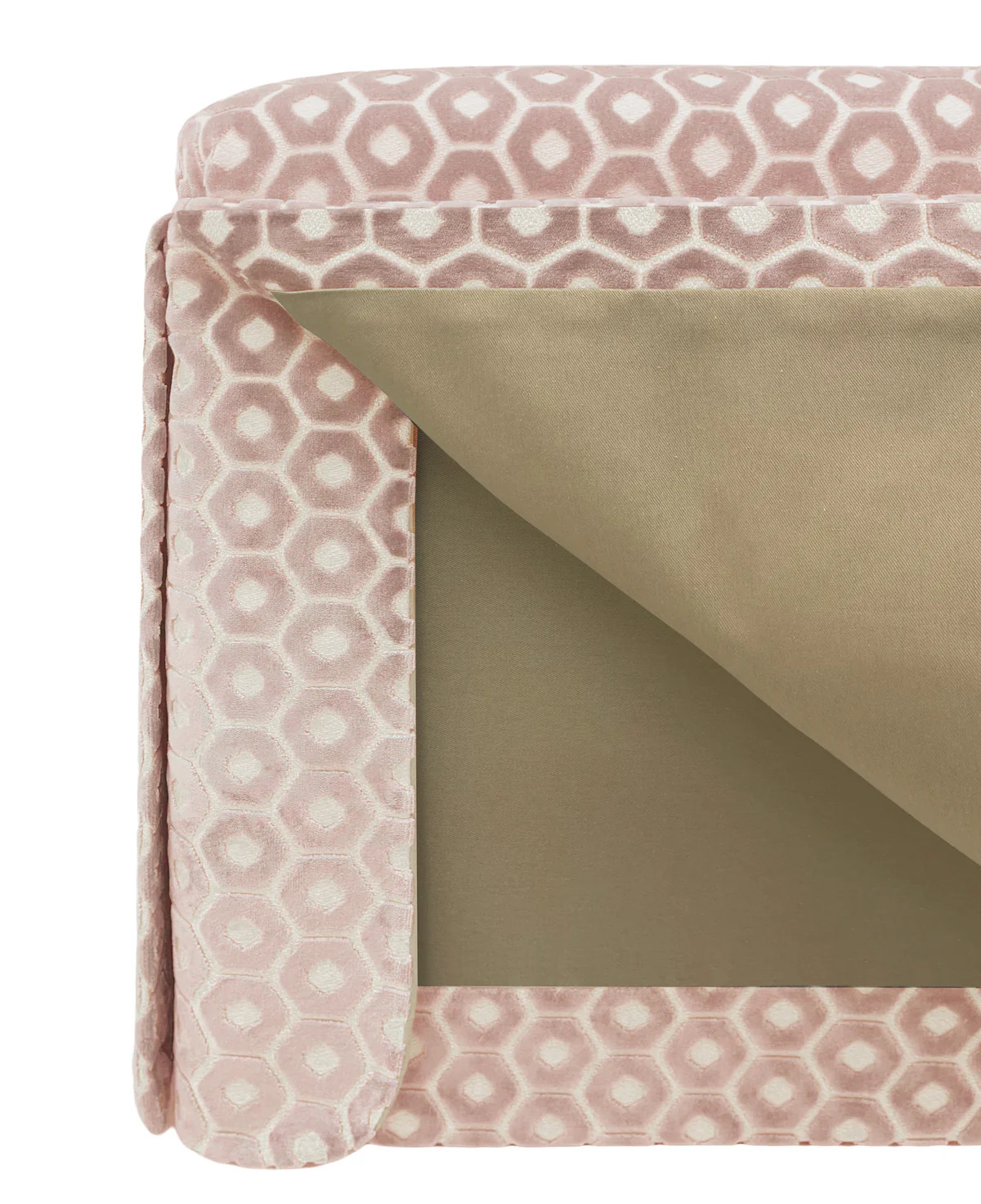 THE SKIRTED OTTOMAN :: PALOMA CUT VELVET  // BLUSH | LITTLE DESIGN COMPANY