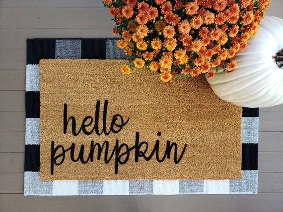 Hello Pumpkin Doormat |  Fall Welcome Mat | Etsy (US)