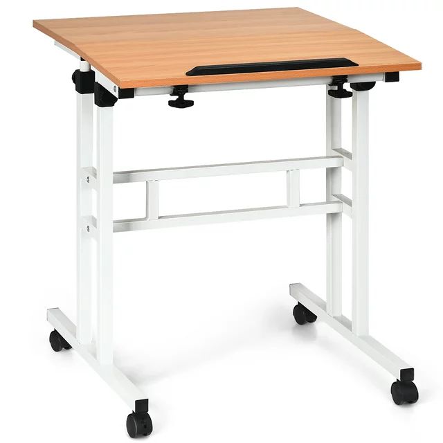 Costway Mobile Standing Desk Height Adjustable Sit Stand Workstation Stand Up Desk 2in1 | Walmart (US)