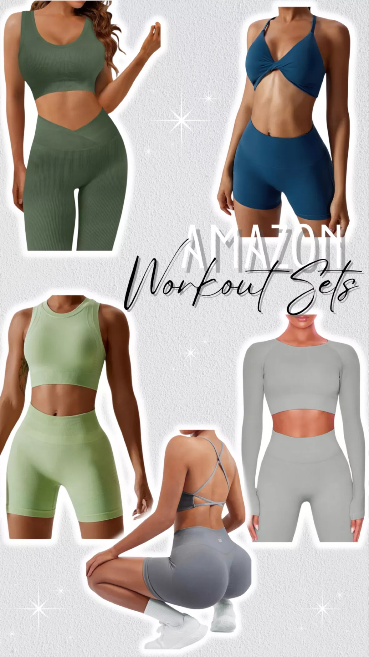 Workout Long Sleeve Outfits for Women Tummy Control Gym Outfit 2 Piece Set  Yoga High Waist Leggings Ribbed Seamless