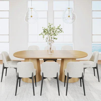 Hartline 8 - Person Double Pedestal Solid Wood Dining Set | Wayfair North America