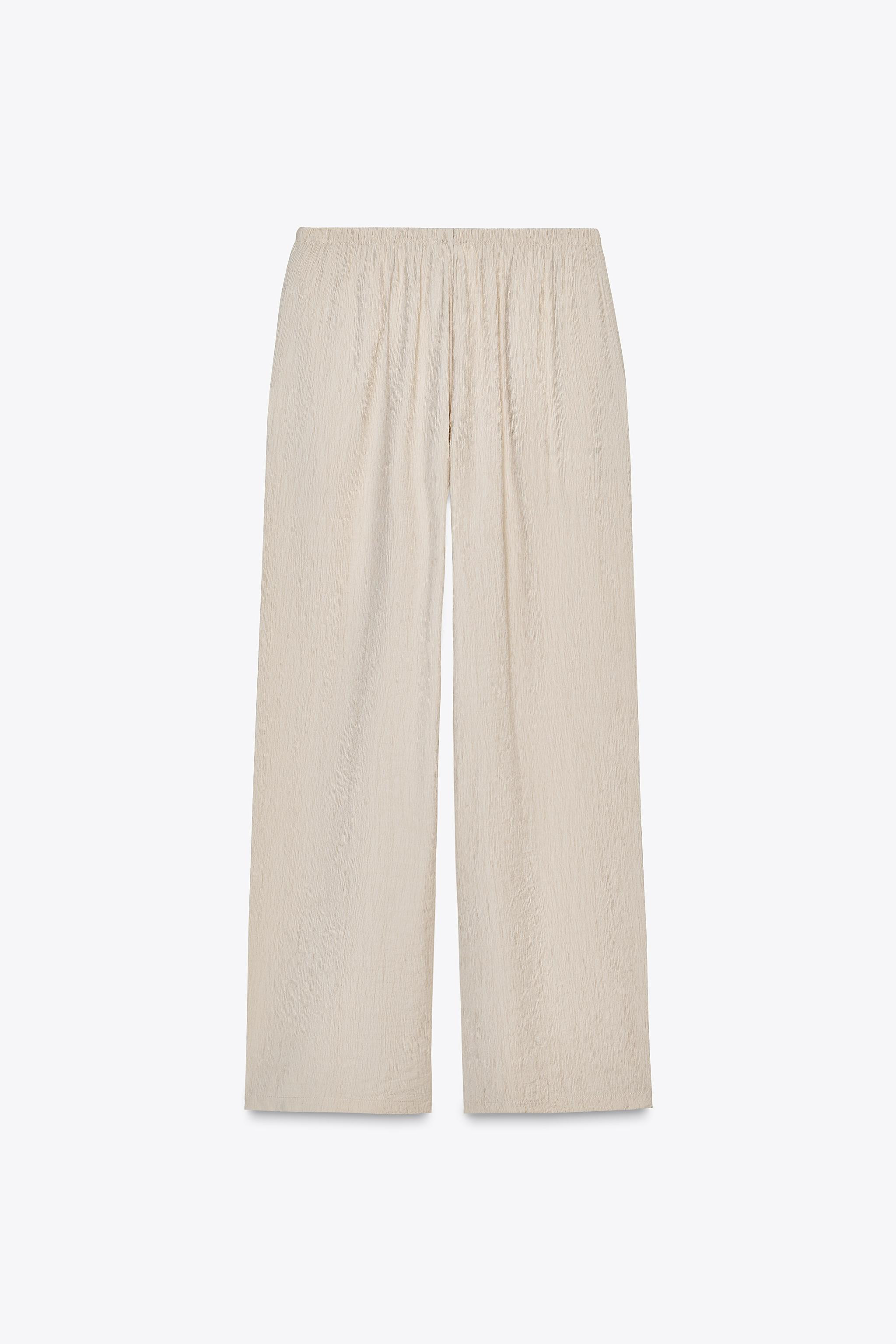 ELASTIC WAIST WIDE LEG PANTS | Zara US