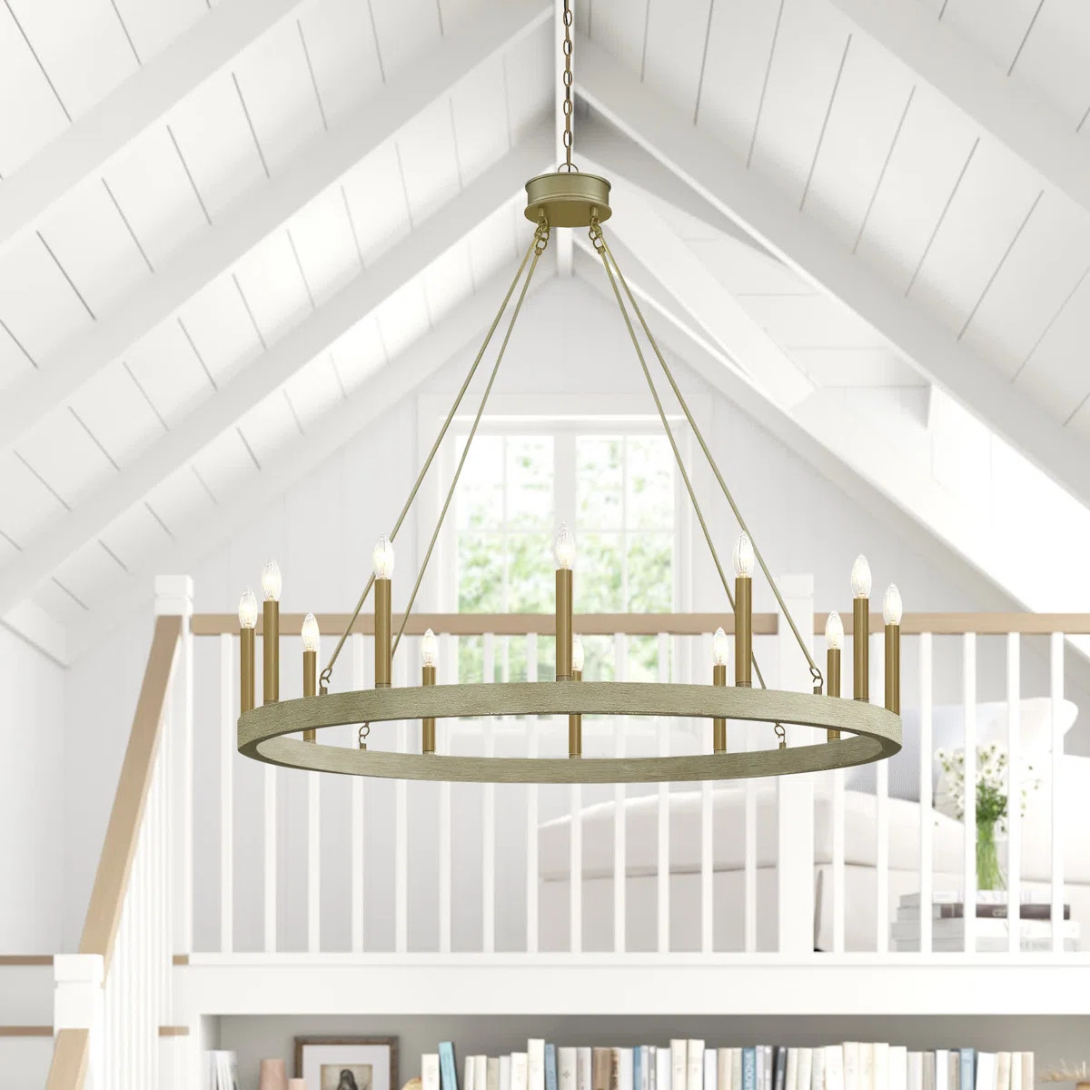 Madalyn 12 - Light Candle Style Wagon Wheel Chandelier | Wayfair North America