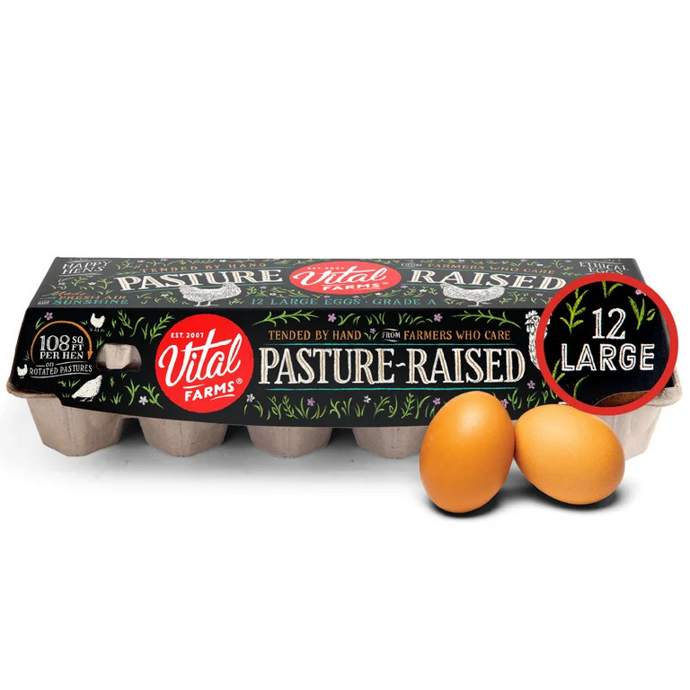 Vital Farms Pasture Raised Grade A Brown Eggs, Large, 12 Ct | Walmart (US)