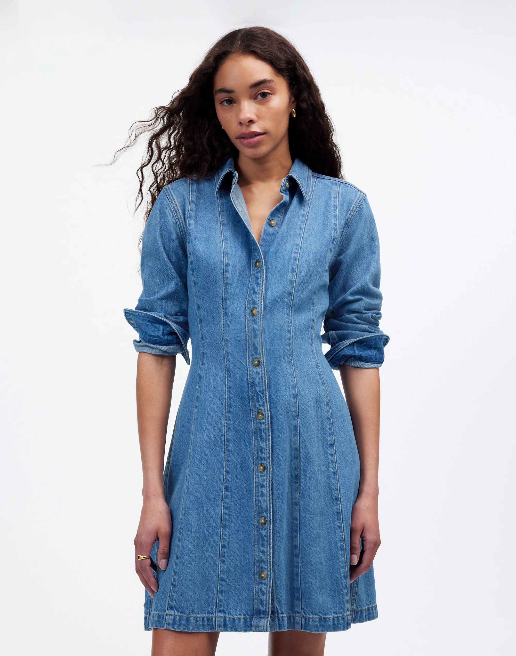 Seamed Mini Dress in Ramey Wash: Airy Denim Edition | Madewell