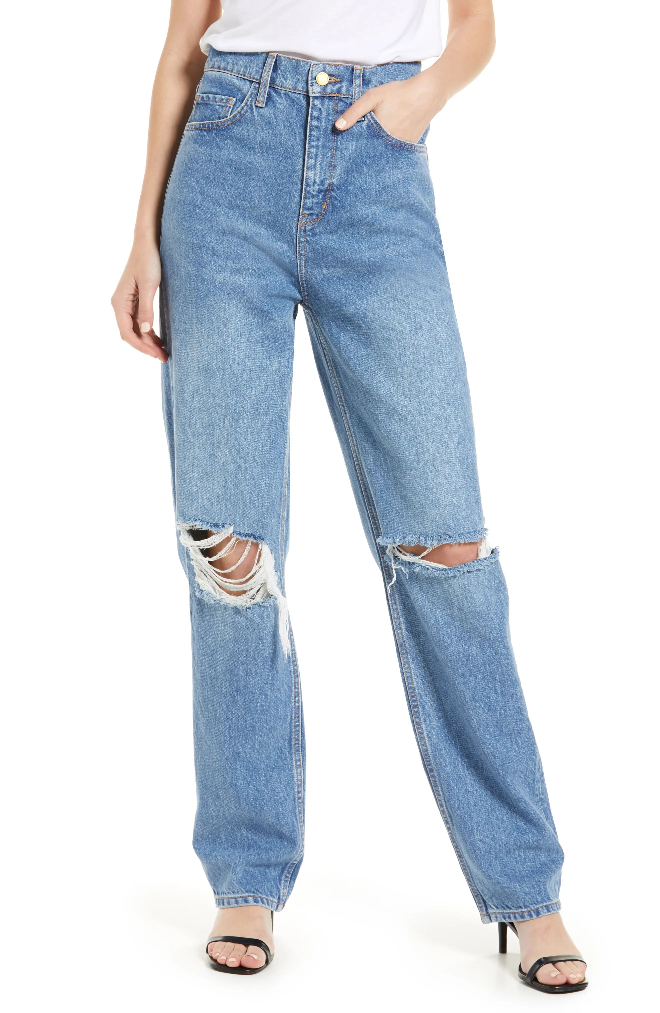 TRIARCHY Josephine Relaxed Ripped Jeans in Indigo at Nordstrom, Size 31 | Nordstrom