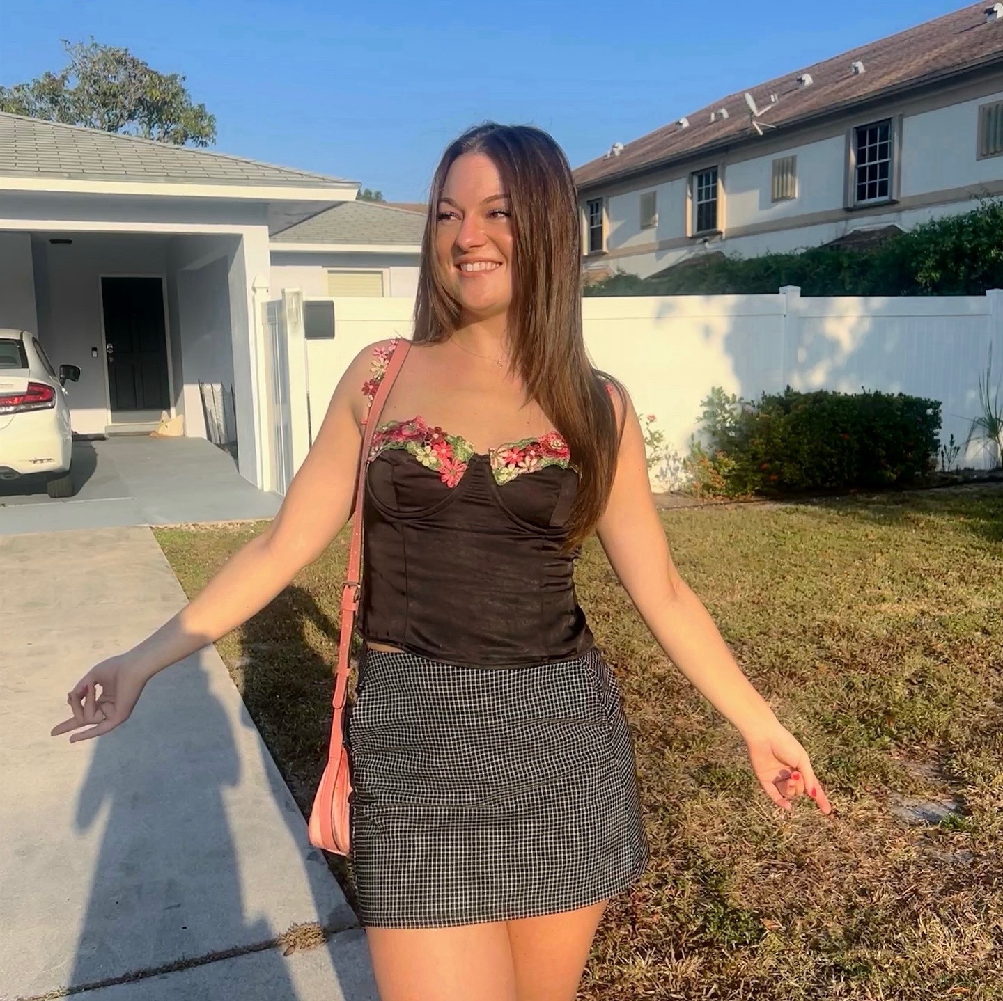 Such a cute top that can be paired with so much! Size small in both top & skirt