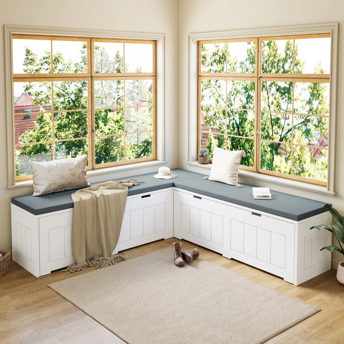 L Shape Storage Bench, Kitchen Breakfast Nook Bench, Backless Corner Bench Nook With Storage, Sho... | Wayfair North America