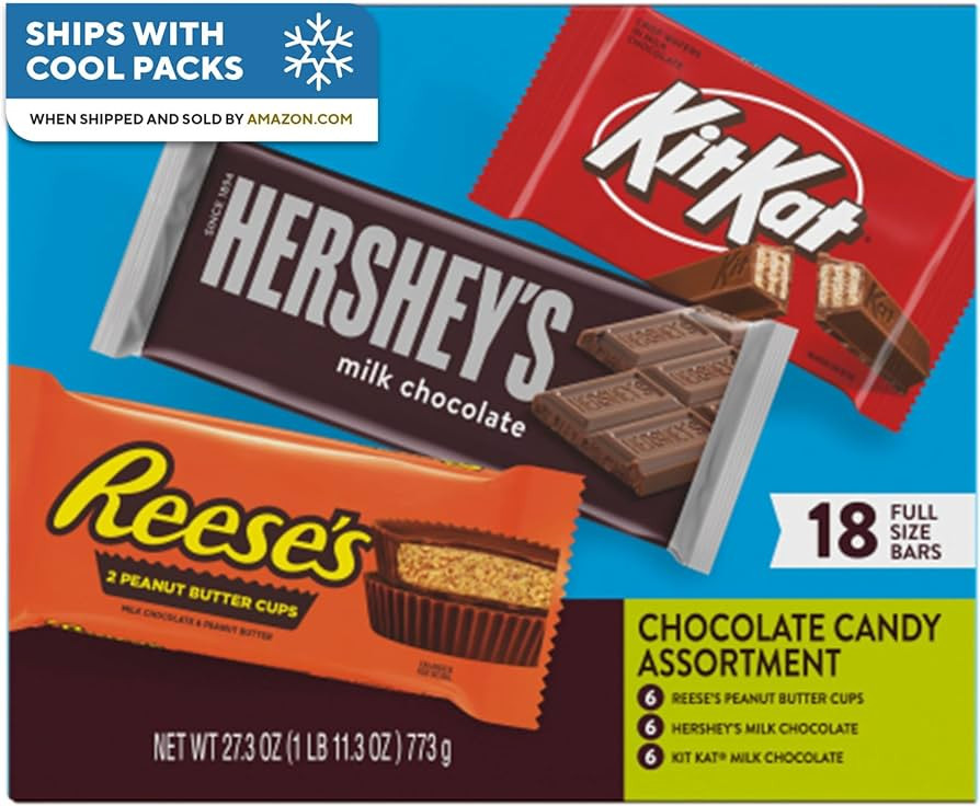 HERSHEY'S, KIT KAT & REESE'S Milk Chocolate Variety Box, 18 ct | Amazon (US)