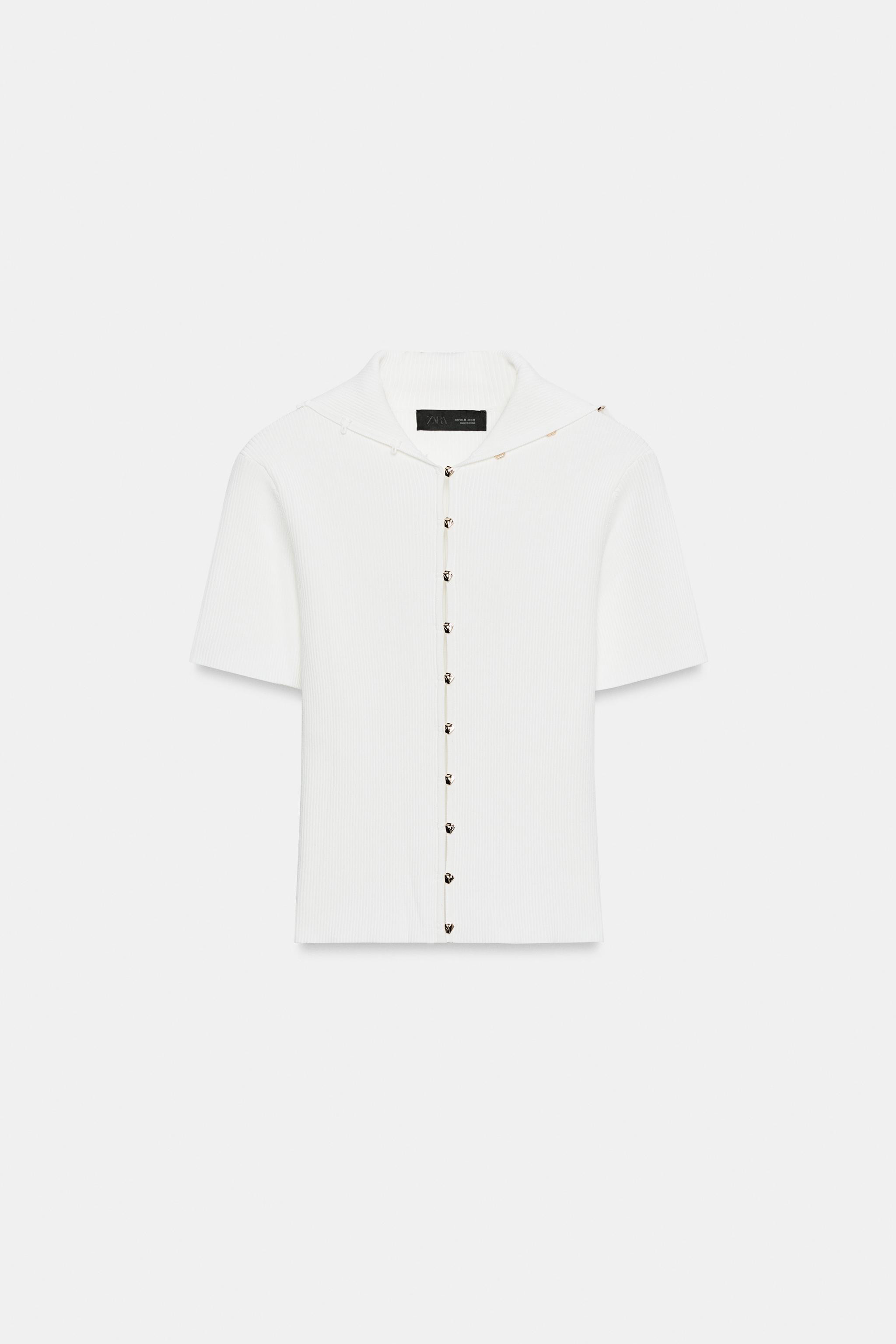 GOLD BUTTON RIB KNIT CARDIGAN | Zara US