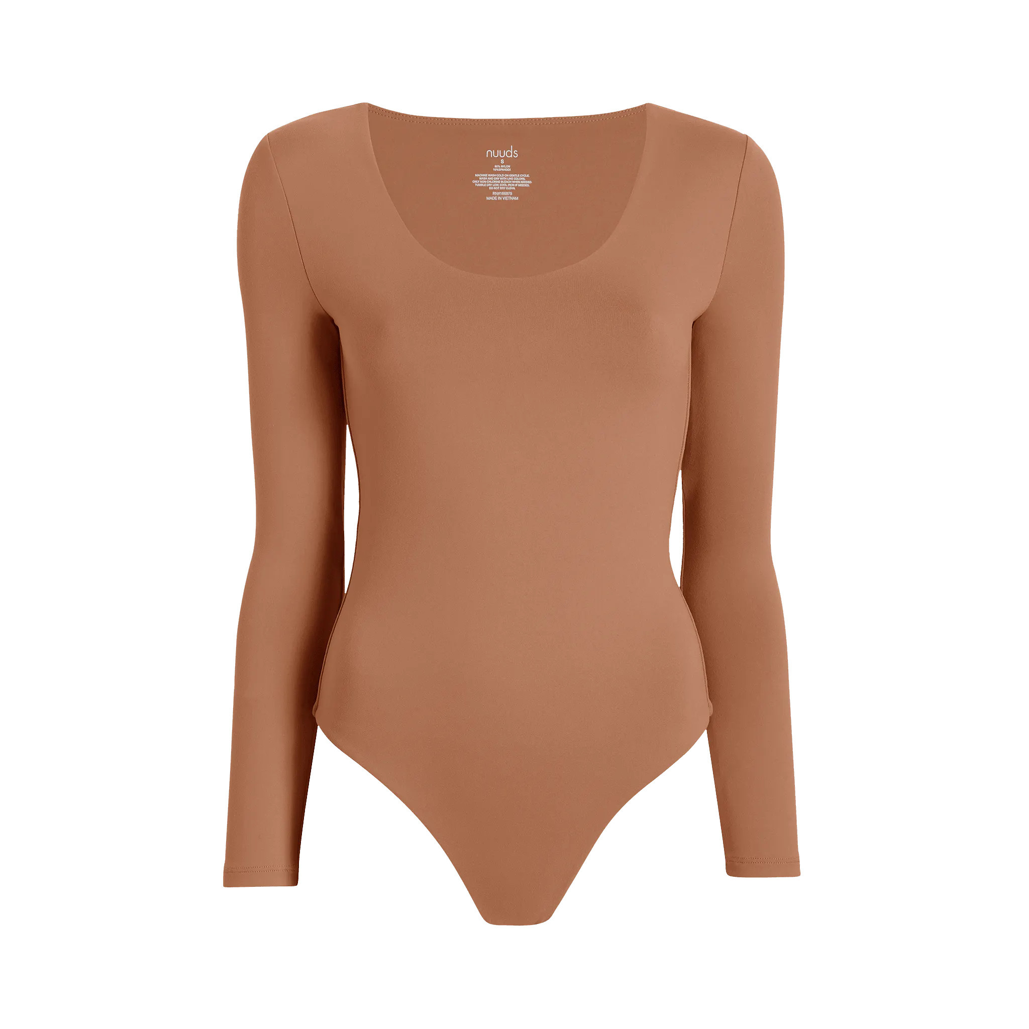 Long Sleeve Scoop Neck Bodysuit | Clay - nuuds | nuuds