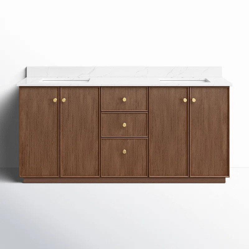 Amella 72'' Free Standing Double Bathroom Vanity with Quartz Top | Wayfair North America