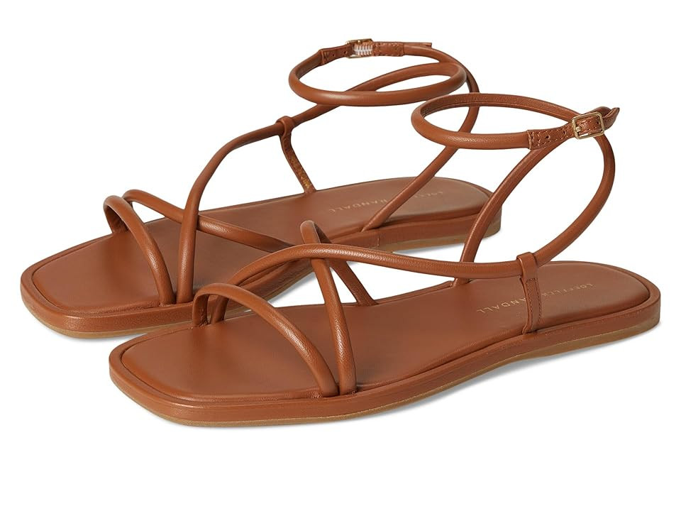 Loeffler Randall Noor Strappy Ankle Wrap Flat Sandals Women's Wedge Shoes Timber : 9.5 B - Medium, Leather | Zappos