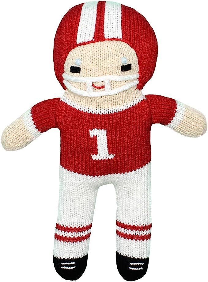 Zubels Baby Boys’ Hand-Knit Football Player Plush Toy, All-Natural Fibers, Eco-Friendly, Red & ... | Amazon (US)