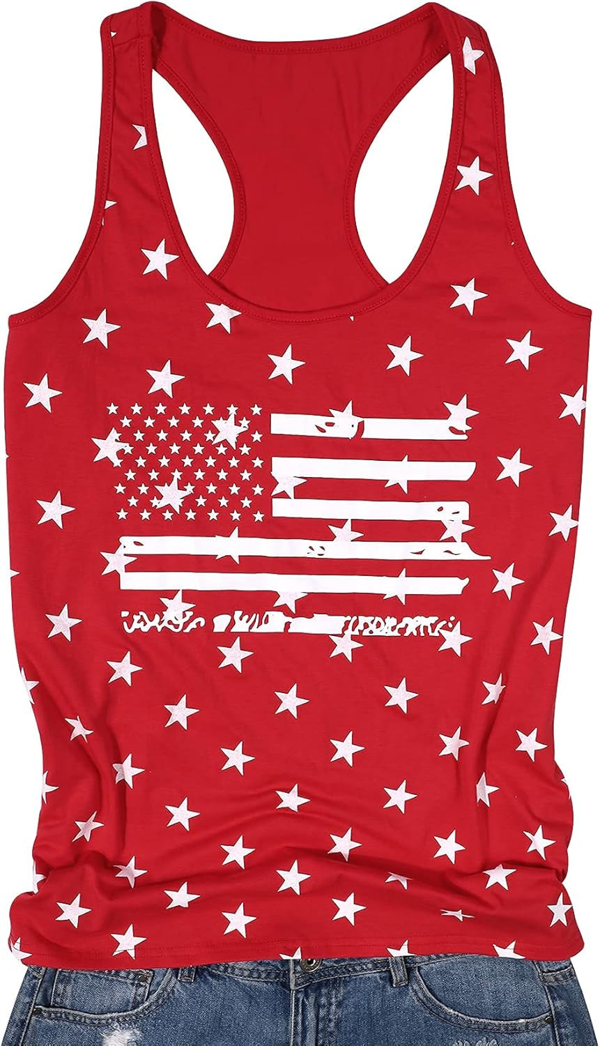 FLOYU Women's Camouflage Patriotic American Flag Graphic Print Casual Sleeveless 4th of July Tank... | Amazon (US)