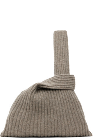 Taupe Rib Shopper Tote | SSENSE