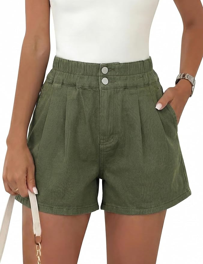 Womens Denim Shorts Elastic High Waisted Baggy Jean Short for Women | Amazon (US)