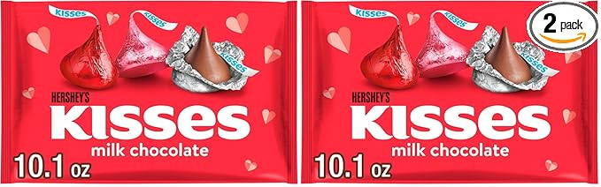 HERSHEY'S KISSES Milk Chocolate, Valentine's Candy Bag, 10.1 oz (Pack of 2) | Amazon (US)