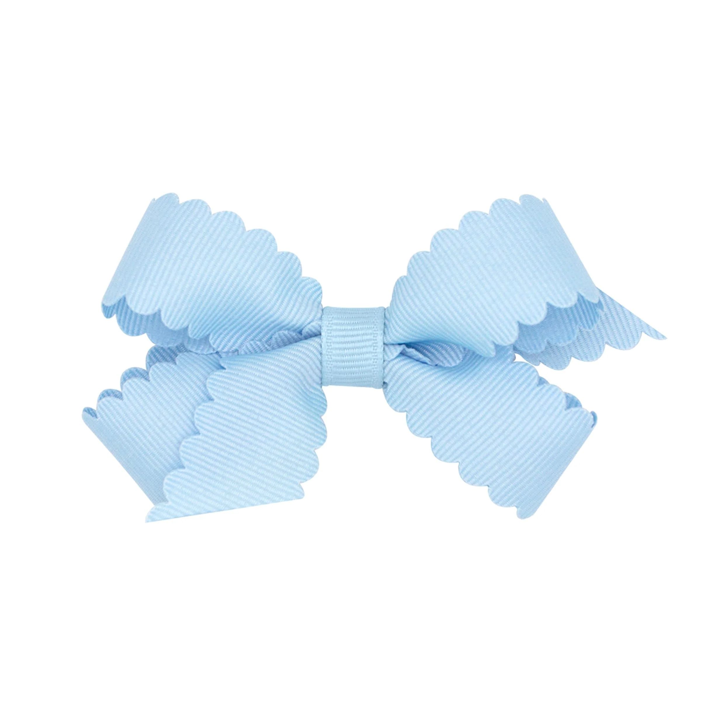 Girl Hair Accessories - Mini Blue Scalloped Bow | Little English