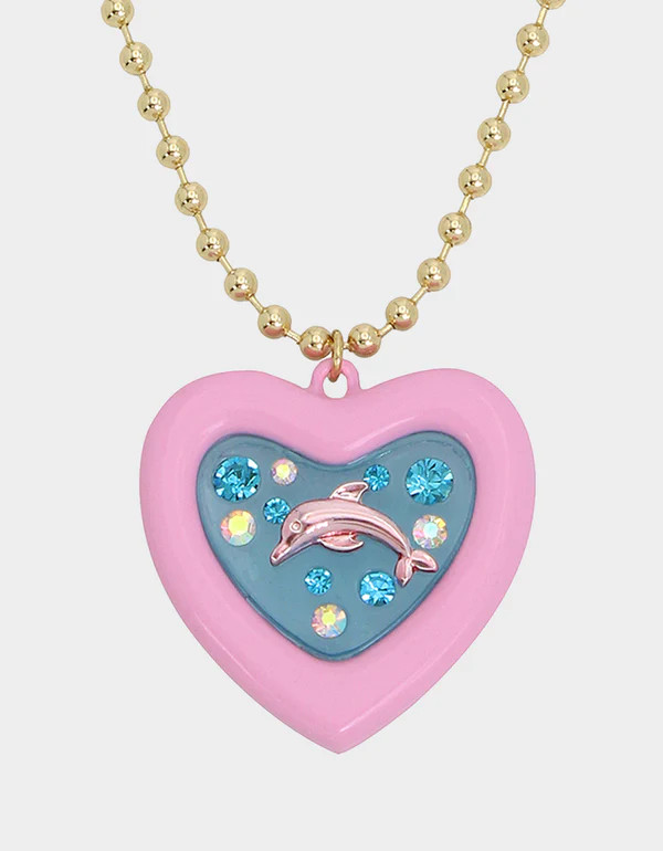 BETSEYS POOL PARTY DOLPHIN FLOATY NECKLACE PINK | Betsey Johnson