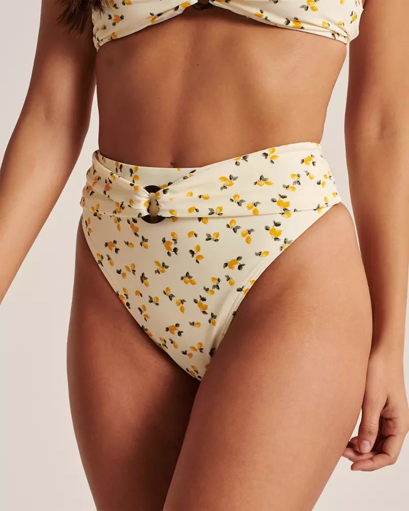 High-Waist O-Ring Belted Bikini Bottoms | Abercrombie & Fitch (US)