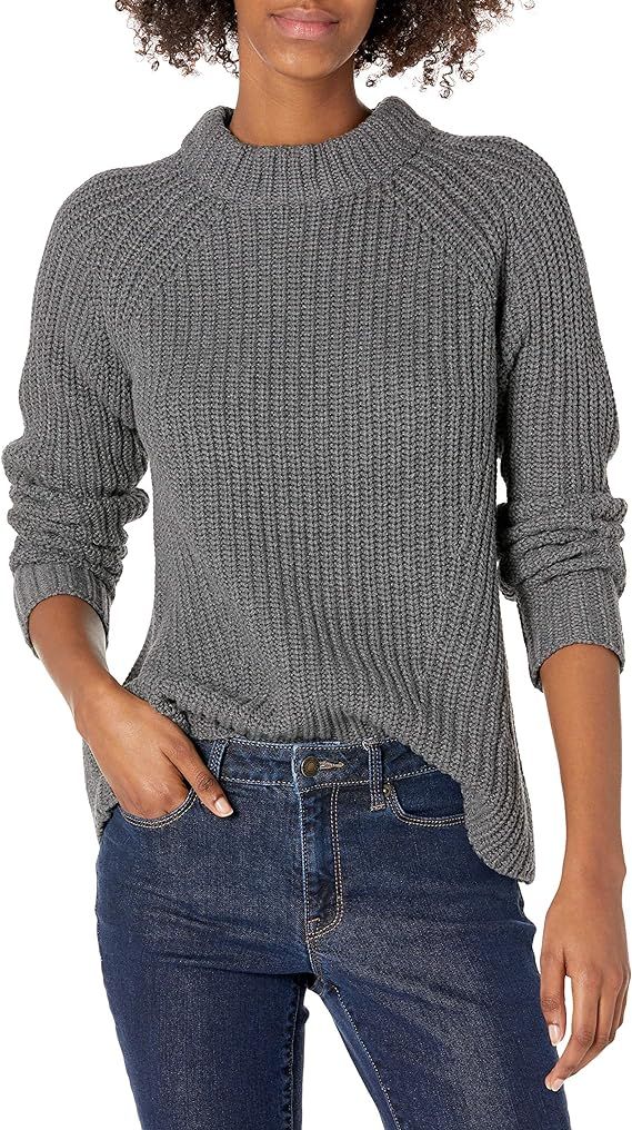 Goodthreads Women's Relaxed-Fit Cotton Shaker Stitch Mock Neck Sweater | Amazon (US)