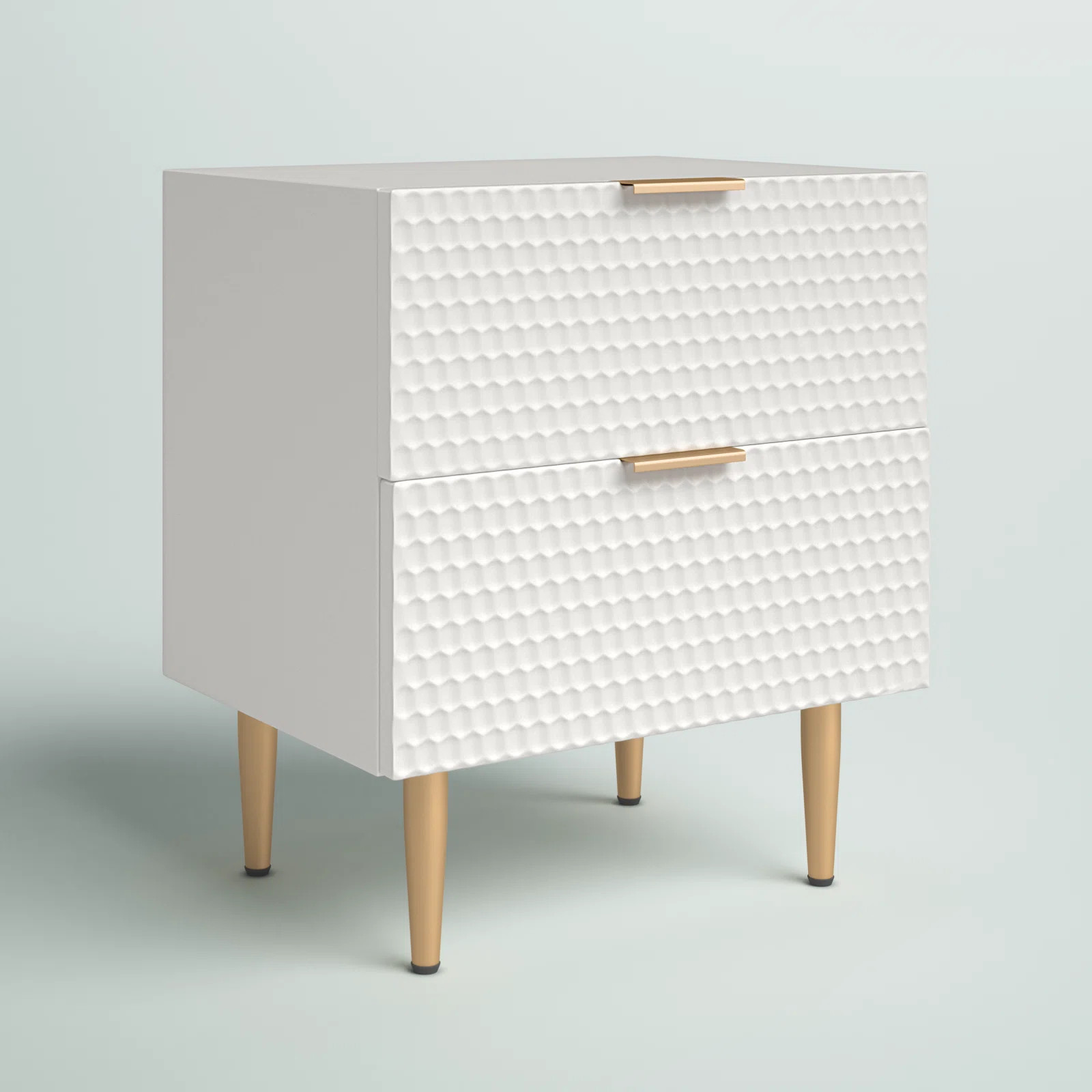 Adore Decor Adore Modern Living Room Side Table, 2 Drawer Storage with Gold Metal Accents, White ... | Wayfair North America