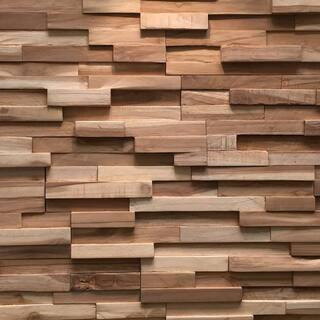 WALL!SUPPLY 0.79 in. x 7.09 in. x 19.49 in UltraWood Teak Firenze Jointless Z-shape Interlocking ... | The Home Depot
