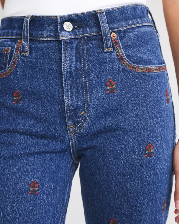 Women's High Rise 90s Relaxed Heart Embroidered Jean | Women's Bottoms | Abercrombie.com | Abercrombie & Fitch (US)