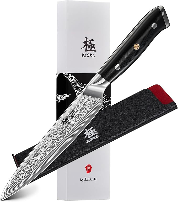 KYOKU Chef Utility Knife - 6" - Shogun Series - Japanese VG10 Steel Core Forged Damascus Blade - ... | Amazon (US)