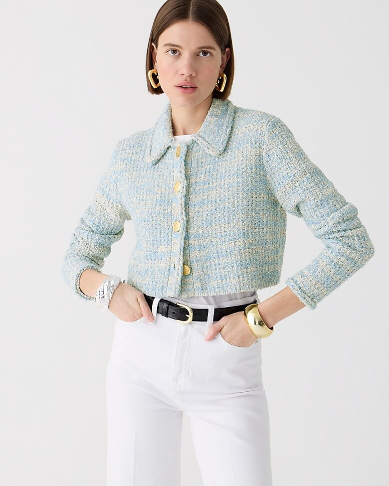 Textured cropped lady jacket in space-dyed yarn | J. Crew US
