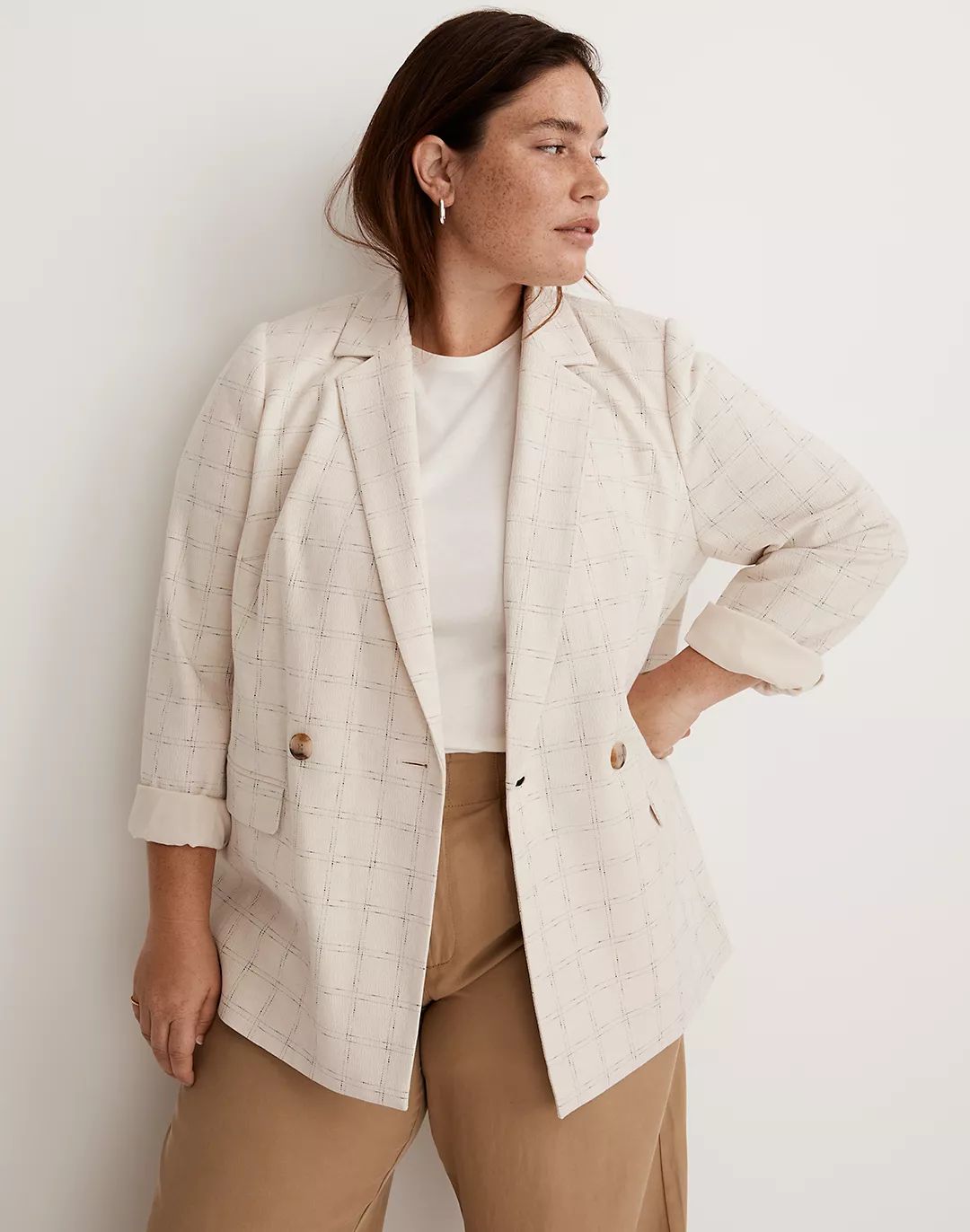 The Plus Caldwell Double-Breasted Blazer in Ghent Plaid | Madewell