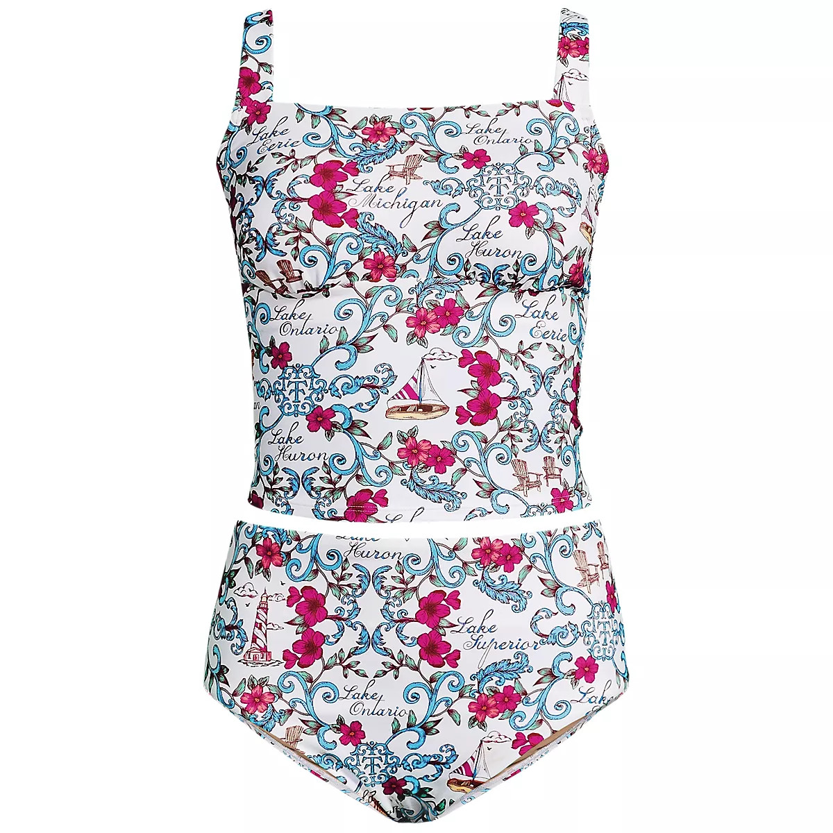 Women's Mastectomy LE x T and T The Tiffany Square Neck Midkini Set | Lands' End (US)