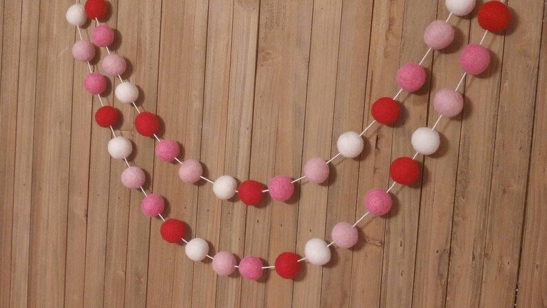 Valentine's Day Garland - Red, White & Pink, Valentine's Day Decor, Valentines Day Banner, Valent... | Etsy (US)