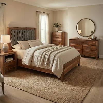 Fireside Lodge Heartland Walnut Upholstered Bed - Leather | Wayfair North America