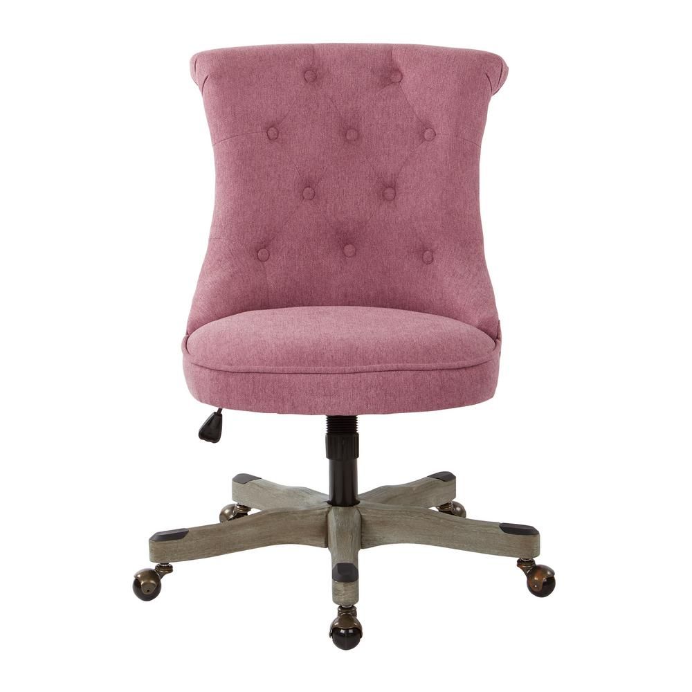 OSP Home Furnishings Hannah Orchid Fabric Tufted Office Chair with Grey Wood Base | The Home Depot