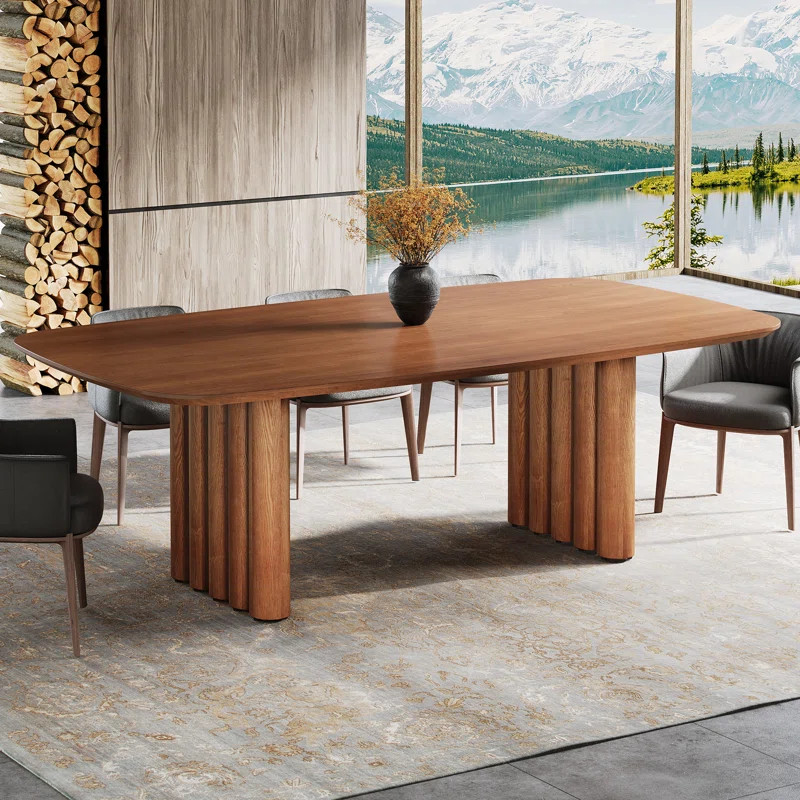 78.7" Solid Wood Dining Table, Solid Double Ribbed Legs | Wayfair North America