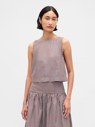 Poplin Boatneck Shell Tank Top | Gap (US)